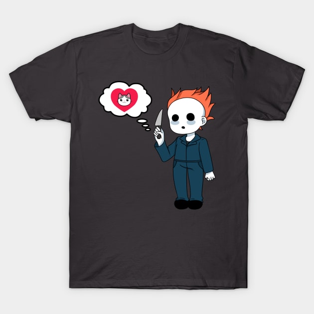 Michael Myers Loves Kitties T-Shirt by HypoChan